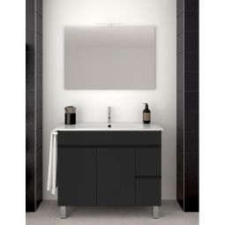 Mueble de baño isquia con lavabo y espejo 100x45cm grafito