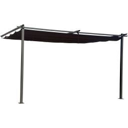 Pérgola adosada de metal con techo retráctil 3 × 4 m – gris antracita