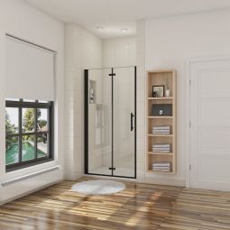 Mampara de ducha plegable,cristal antical 5mm,negro mate,(696-726)x1900mm