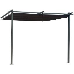 Pérgola adosada con techo retráctil - 3 x 3 m - gris antracita