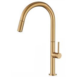 Valaz grifo cocina alto extraíble monomando dorado cepillado