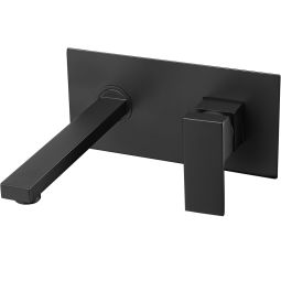 Valaz grifo de lavabo empotrado cuadrado negro mate con caño de 21cm