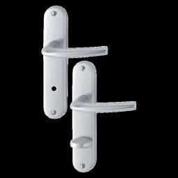 Manilla en placa - aluminio plateado - par - 186x37x8 mm