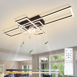 Nettlife ventilador de techo con luz LED integrado negro 42x94