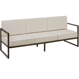 Sofá de jardín para 3 personas con acolchado xxl, marrón/beige