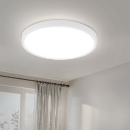 Nettlife teto LED blanco frío 15w, luz 22cm redonda ip44, plano blanco,