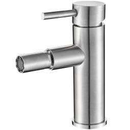Valaz grifo de bidet monomando redondo acero cepillado