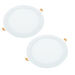 2x downlight LED 18w redondo, plano de empotrar blanco , luz cálida 3000k