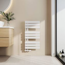 Emke radiador toallero agua caliente 762x400mm, 342w, blanco, lateral