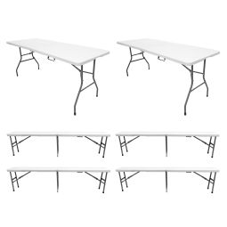 Pack 2 Mesas Plegables con 4 Bancos 180 cm Portátiles Jardin THW