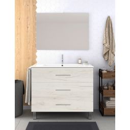 Mueble de baño ribera, lavabo y espejo 60x35cm blanco nórdico