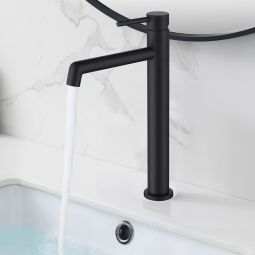 Kibath grifo lavabo alto monomando oso acabado negro mate de latón