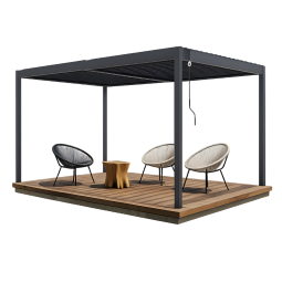 Pérgola bioclimática autoportante de aluminio gris piana 4x3m