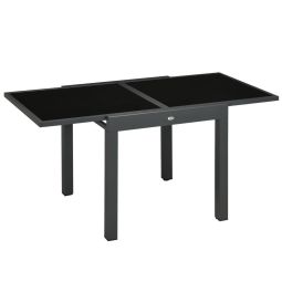 Mesa de jardín 160x80x75 cm aluminio, vidrio templado Outsunny