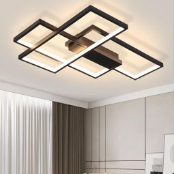 Nettlife lámpara techo LED, iluminación moderna 3 cuadrados, 67x47x10cm,