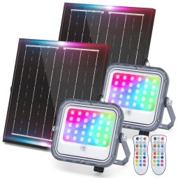 Aigostar focos LED exterior solares rgbw 50w rgb+6500k, 2 pcs