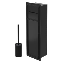 Soporte para escobilla de wc empotrado acero negro 60x20 cm con tapa