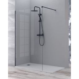 Mampara ducha fijo walk in | panel ducha transparente 120cm negro