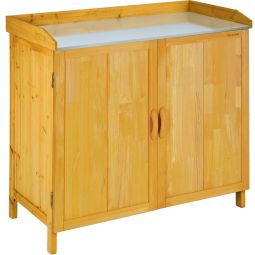Armario de jardín y tablero de mesa madera de pino 98x48x95 cm marrón