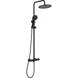 Valaz barra ducha/bañera termostática redonda 150cm negro mate - 20cm