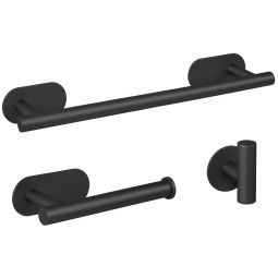 Valaz accesorios baño negro mate toallero 40cm+2perchas+portarollos