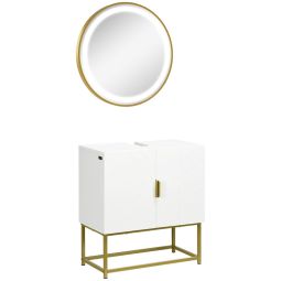 Conjunto de baño 60x30x65 cm mdf, aleación de aluminio bicolor kleankin