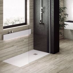 Plato de ducha pizarra pure blanco  70x140 cm rejilla acero inox.