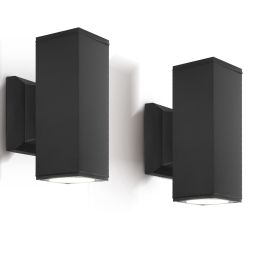 Aigostar aplique pared exterior,gu10, rectángulo, ip65, 2 pcs sin bombillas