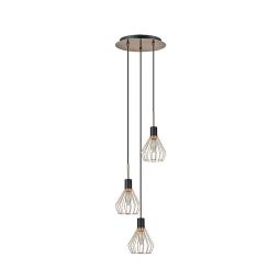 Suspensión - san petersburgo - 3 luces - negro/cobre - diseño moderno - e14