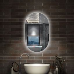 Aica espejo con luz 45x75cm,ovalado,brillo ajustable y memoria de apagado