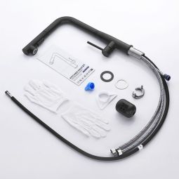Grifo de cocina negro con ducha extraíble - acero inoxidable - giratorio 36