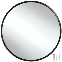 Espejo de pared redondo con resistente marco de aluminio ø50 cm, negro