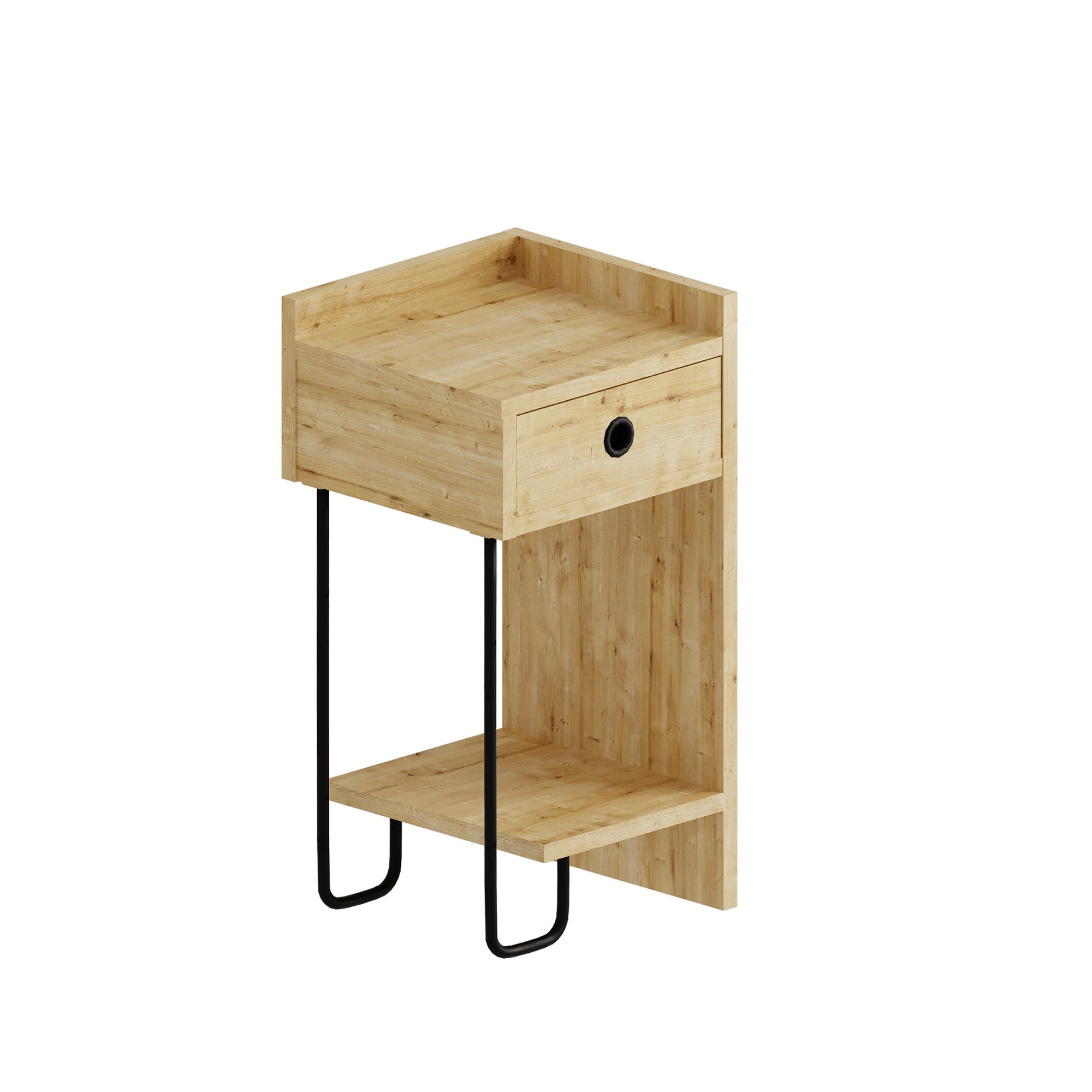Mesita de noche recta de madera <<sirius>> - 32 x 30 x 61 cm - beige