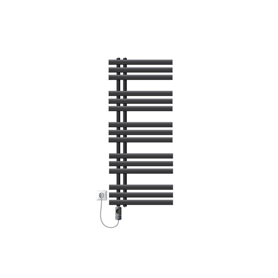 Radiador toallero eléctrico antracita 500x1200 mm con elemento 1200w