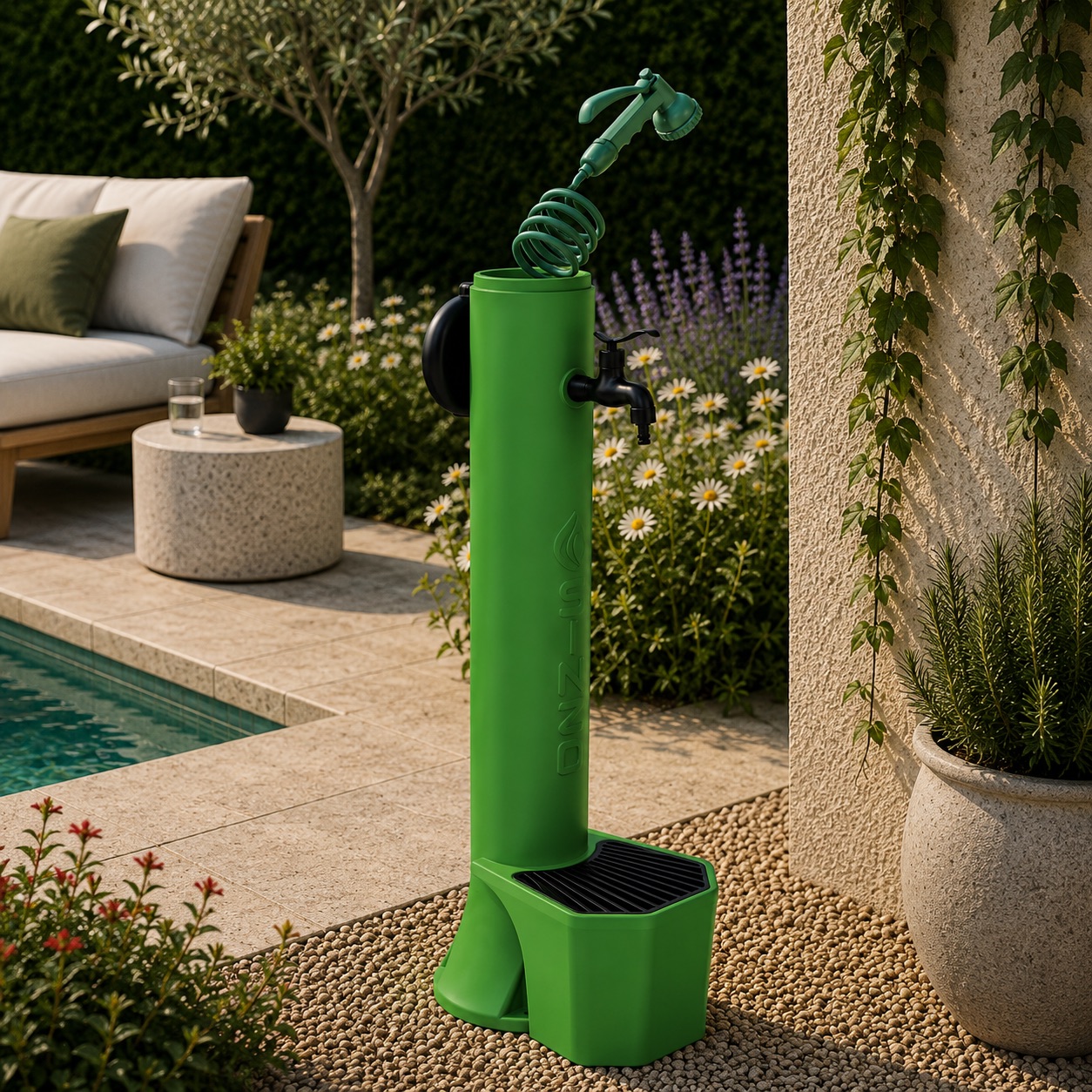 Fuente verde con cubo y pistola fuente sined triton pro verde manguera larg