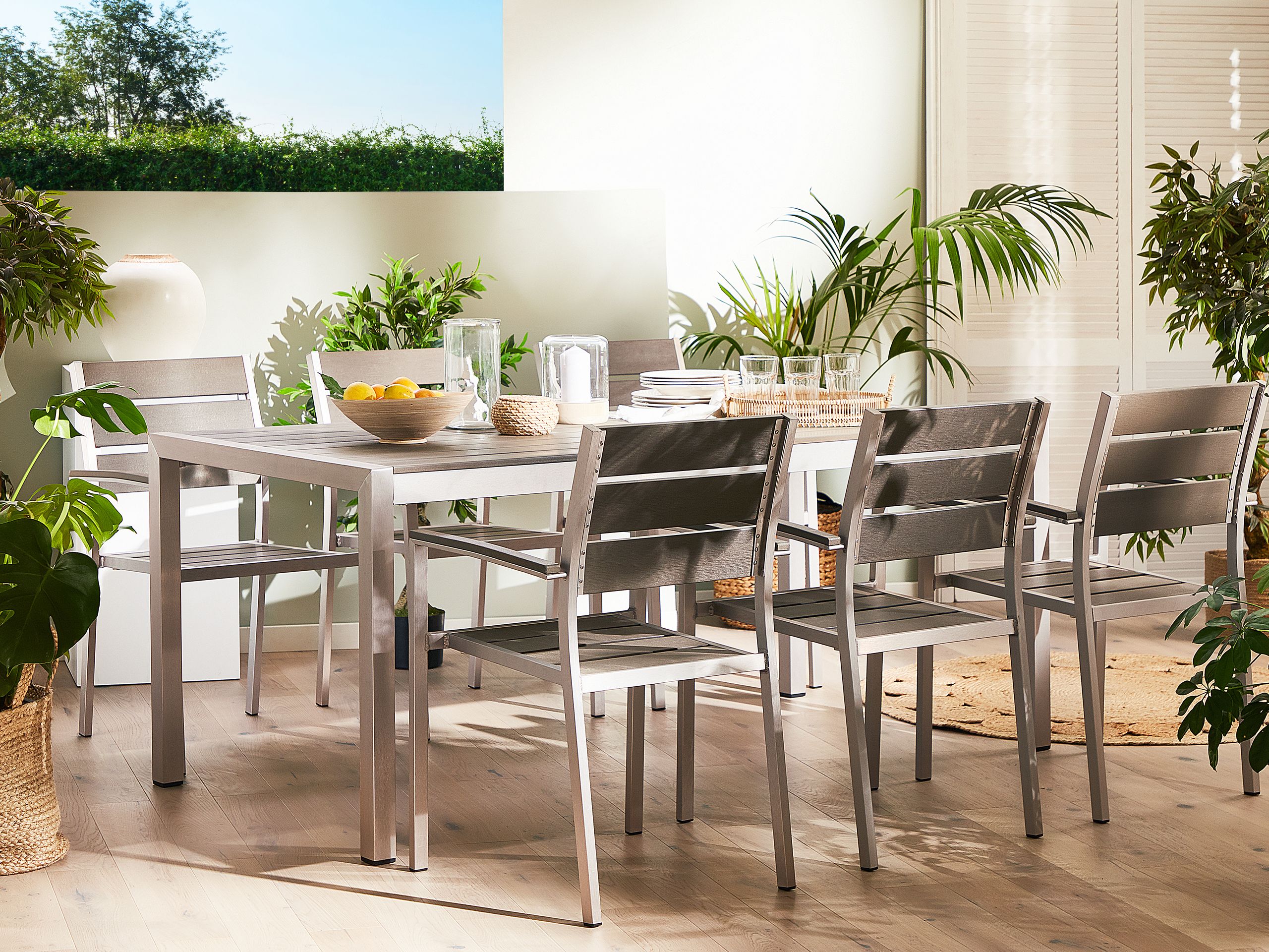 Conjunto de comedor exterior 6 plazas vernio gris
