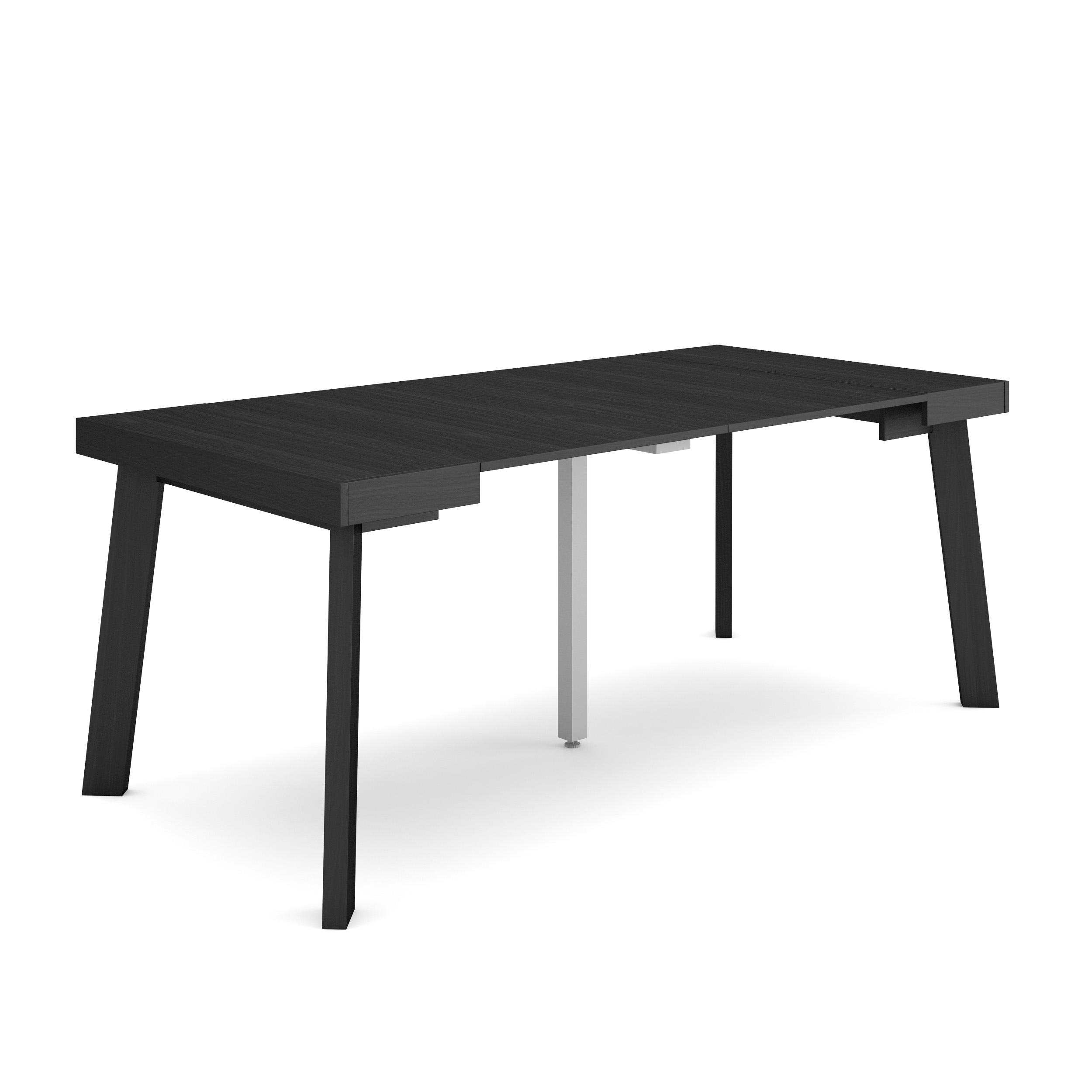 Mesa consola extensible, 180x90x73cm, negro, patas de madera rf3004