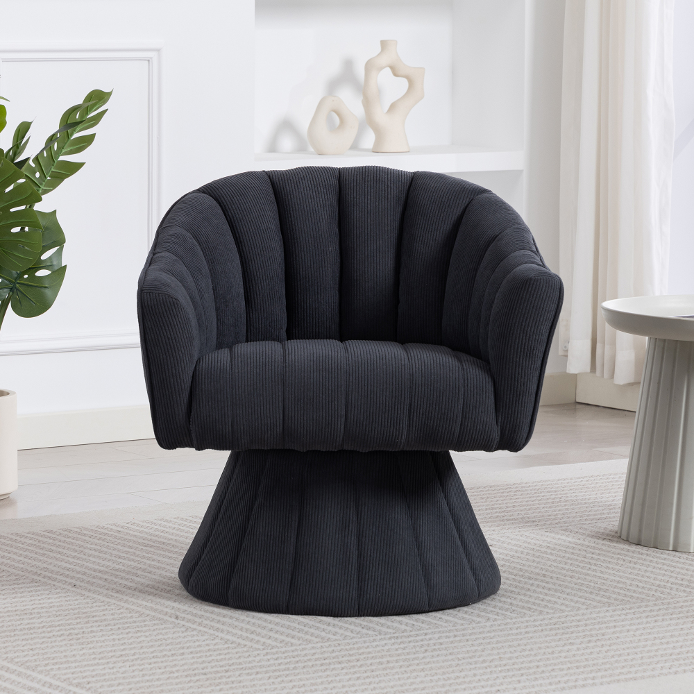 Silla oficina giratoria pana gris oscuro con reposabrazos y giro 360°