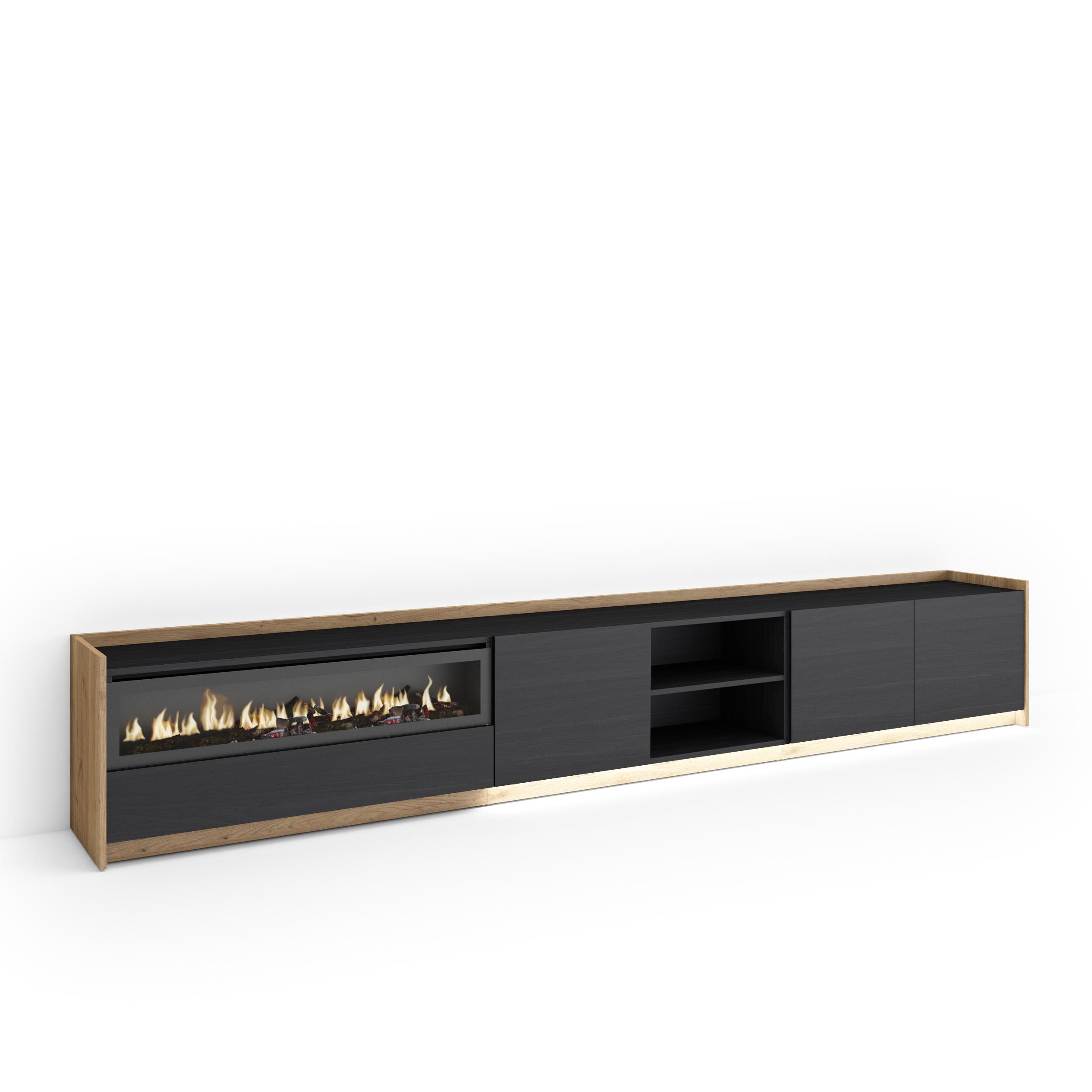 Mueble tv, 310x37x50cm, chimenea eléctrica, LED rf4900