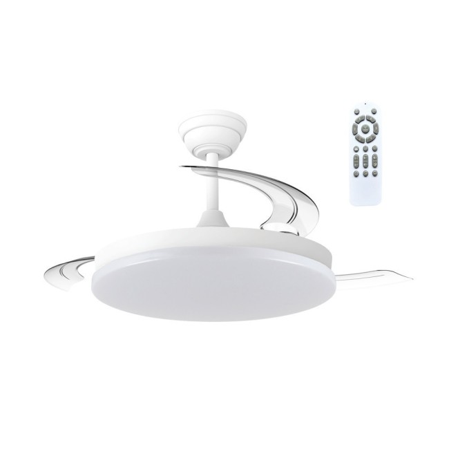 Ventilador de techo retractil con luz LED azura blanco 106 cm
