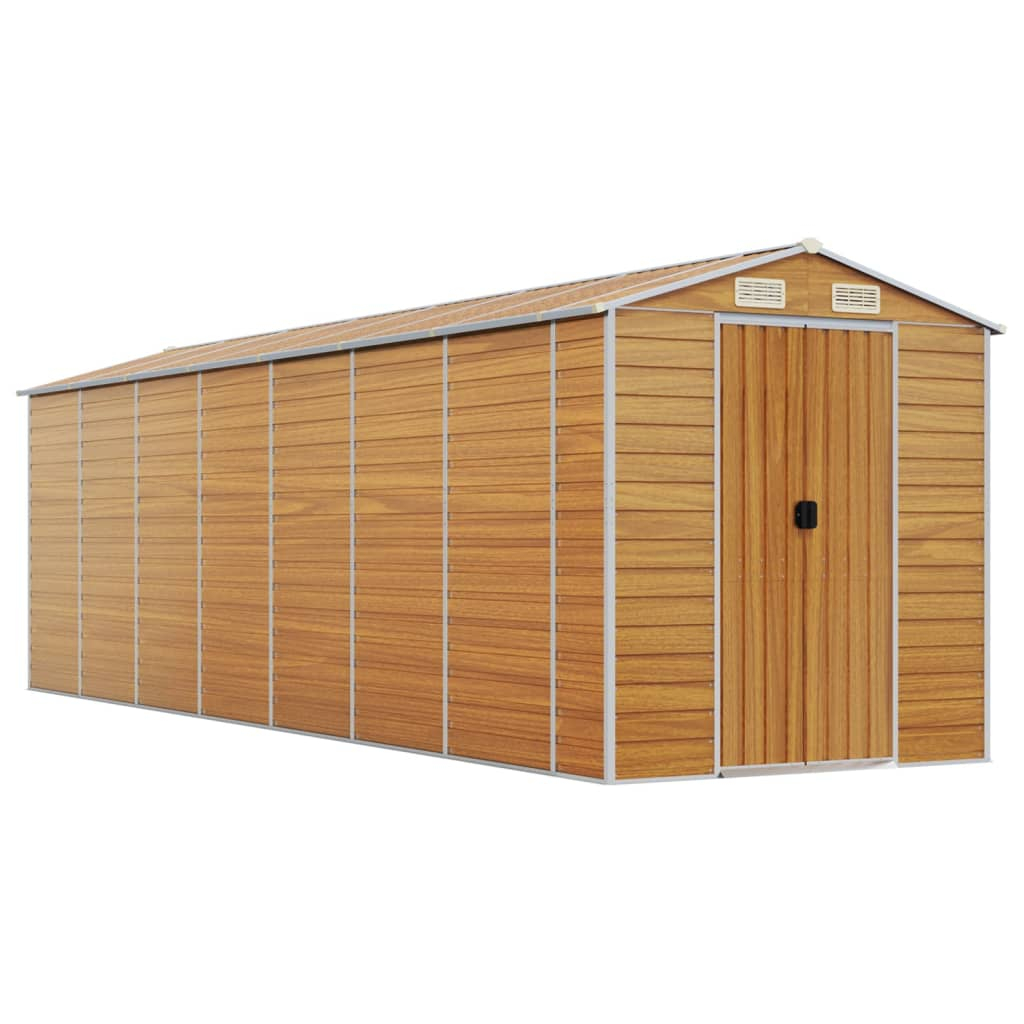 vidaXL caseta de jardín acero galvanizado marrón claro 191x640x198 cm