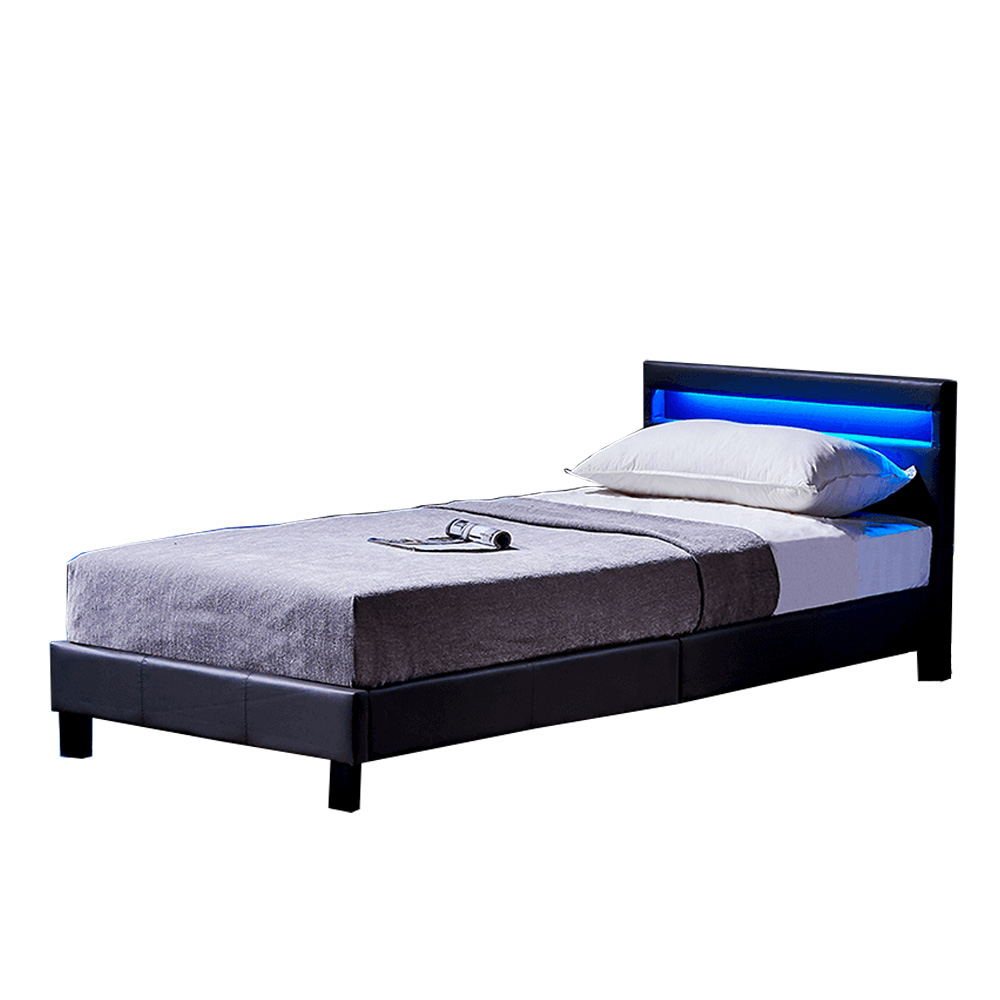 Cama LED astro con colchón - 90 x 200 cm gris oscuro