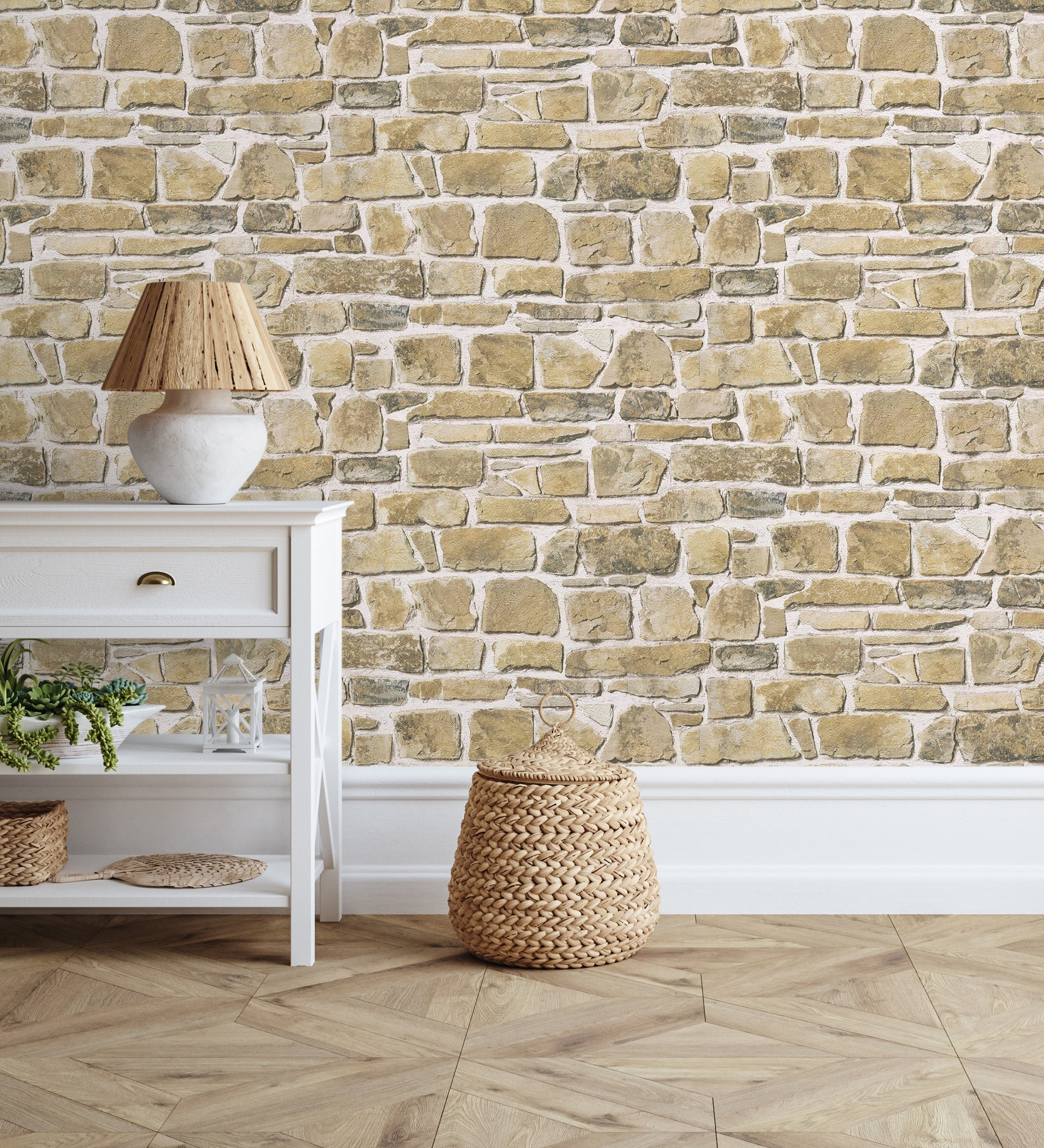 Papel pintado gaulan lavable muro piedra caliza con 5.33m²