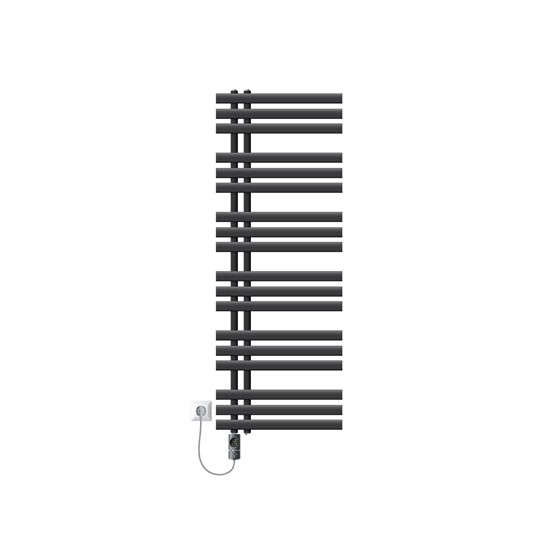 Radiador toallero eléctrico antracita 500 x 1400 mm con elemento 900w