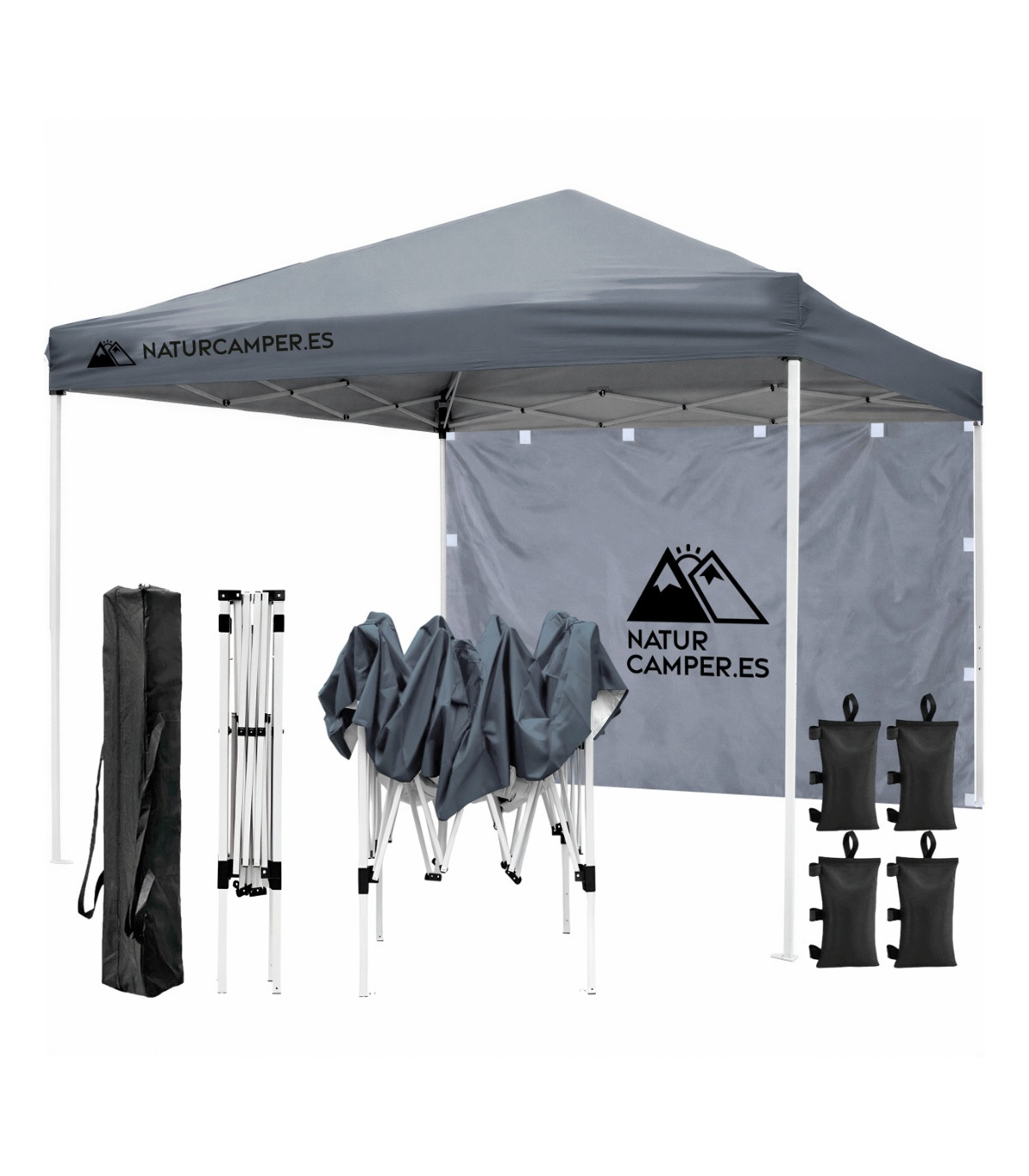 Carpa plegable naturcamper beach 3x3m gris
