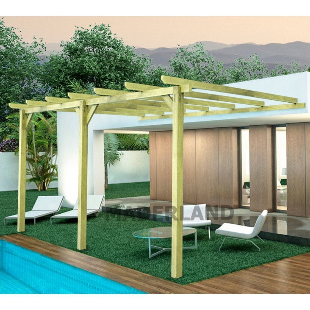 Pérgola de madera maciza adosada oviedo (maderland)