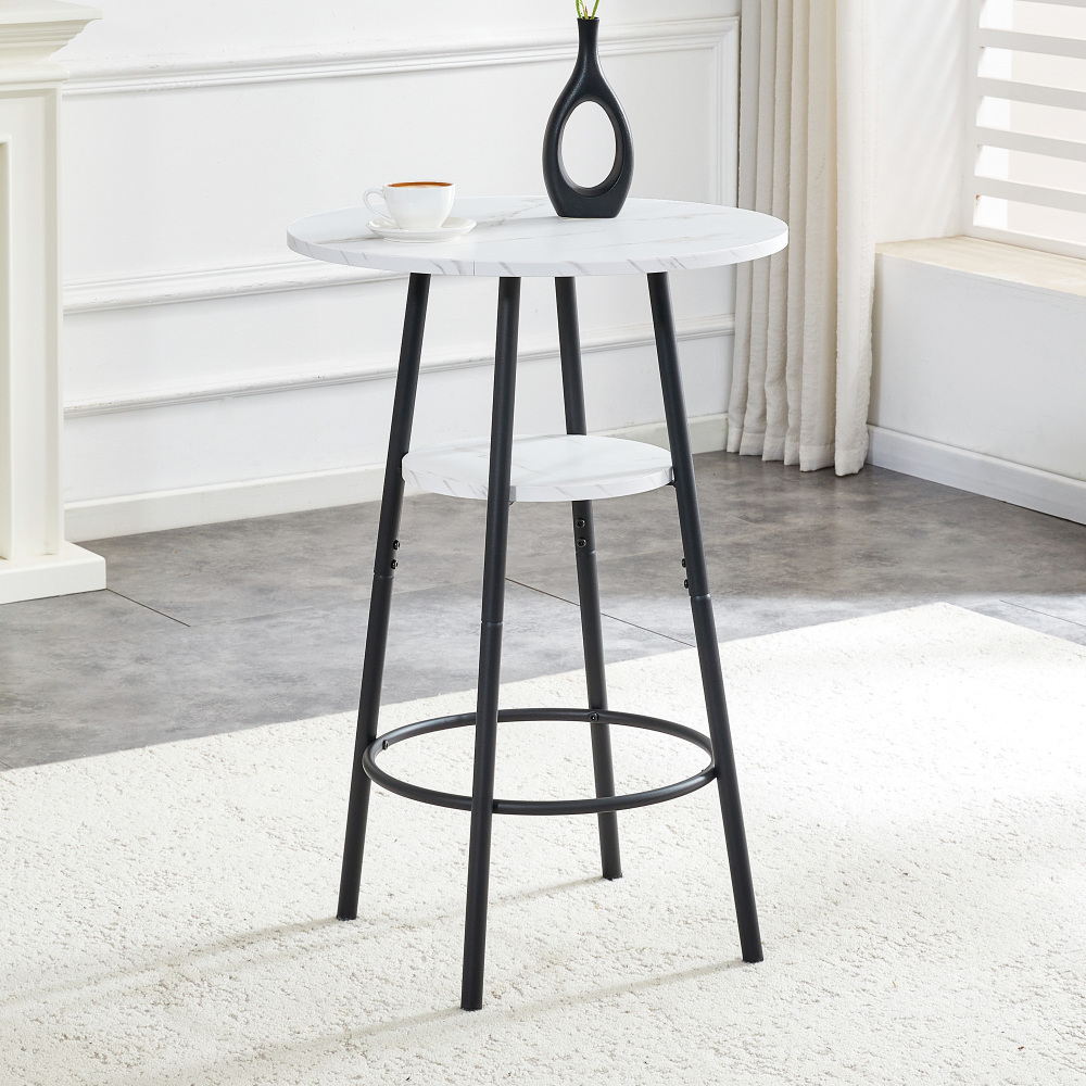 Mesa alta con almacenaje mdf y metal blanco 89x60x60cm