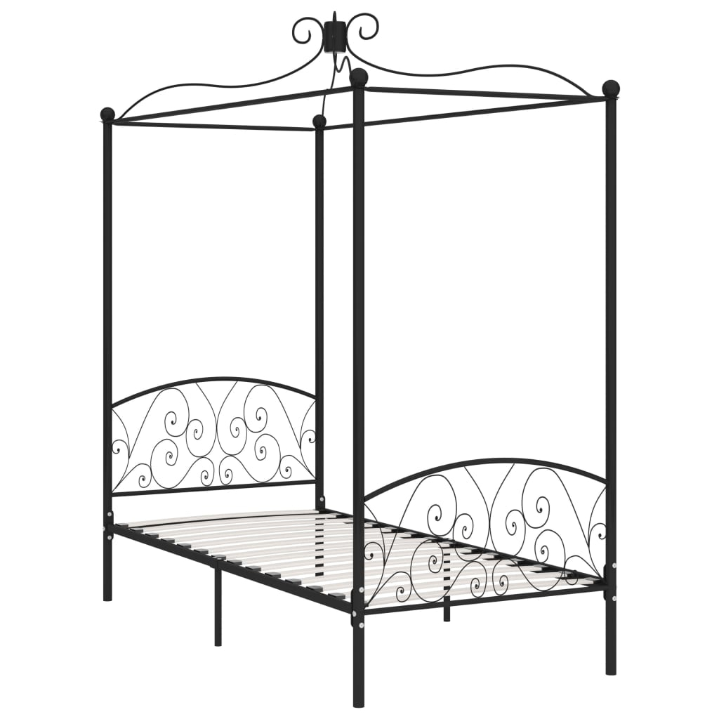 vidaXL estructura cama con dosel sin colchón metal negro 100x200 cm