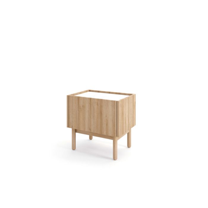 Mesita de noche - 3xe living - roble riviera - superficie de mármol bianco