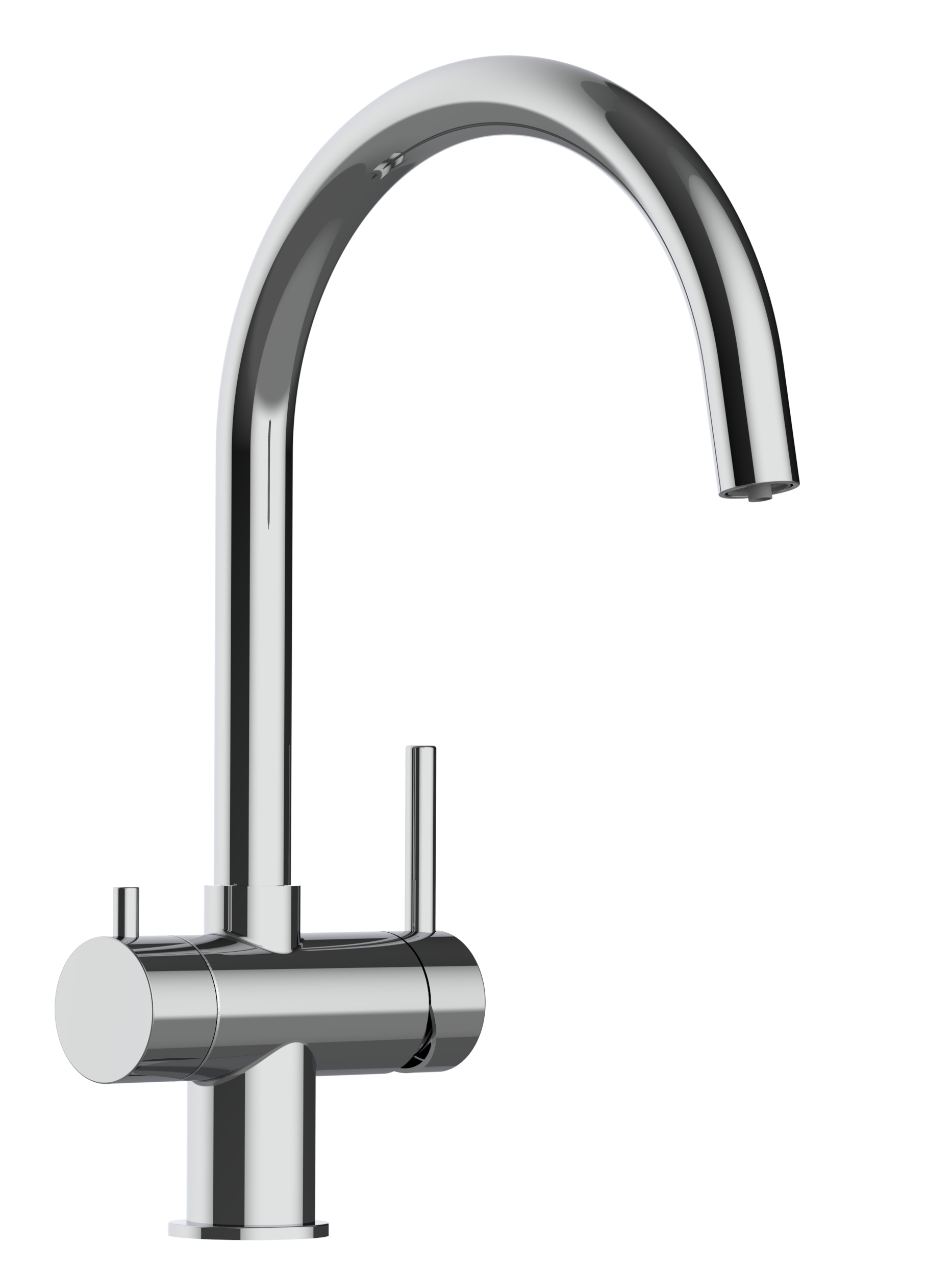 Grifo de cocina 4 vías acero inoxidable caño giratorio en u, pulido